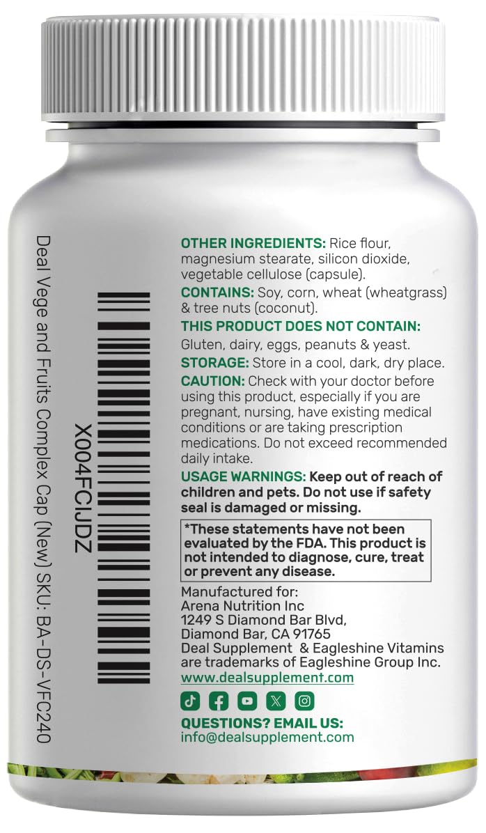 Nature’s Fruits & Veggies Supplement, 240 Veggie Capsules – 80 Whole Food Superfoods for Daily Balance – 40 Fruits with 40 Vegetables and Greens – Non-GMO, Gluten Free DEAL SUPPLEMENTAu supplements