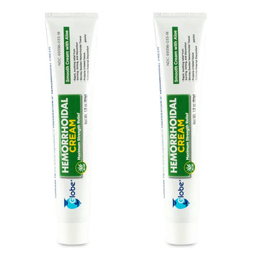 Globe Hemorrhoidal Cream (2 Pack) 1.8 oz w/Applicator Phenylephrine, Pramoxine with Aloe, Relief from Burning, Itching and Discomfort of Hemorrhoids. GlobeAu supplements