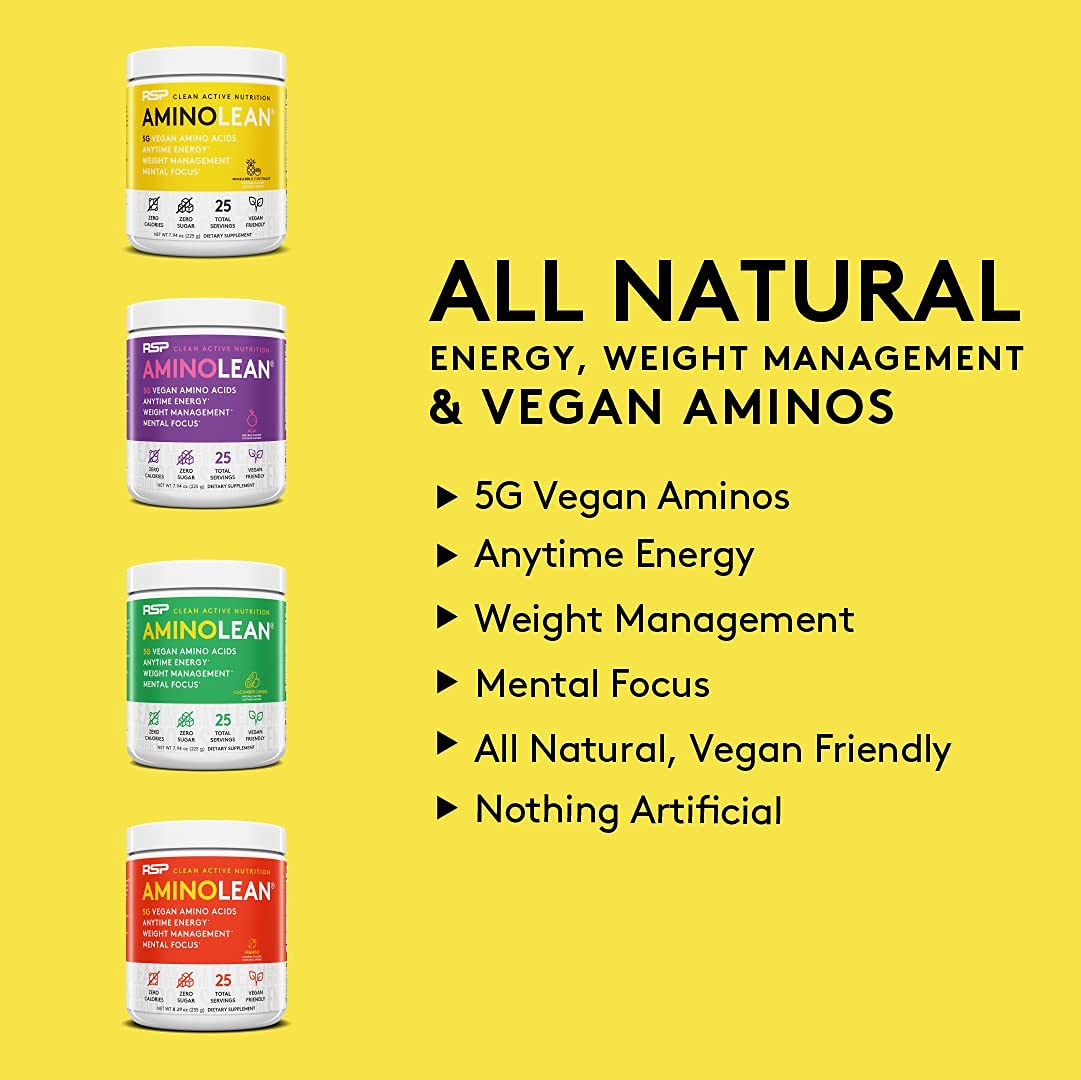 RSP NUTRITION Vegan AminoLean Pre Workout Energy (Pineapple Coconut 25 Servings) RSP NUTRITIONUS supplements