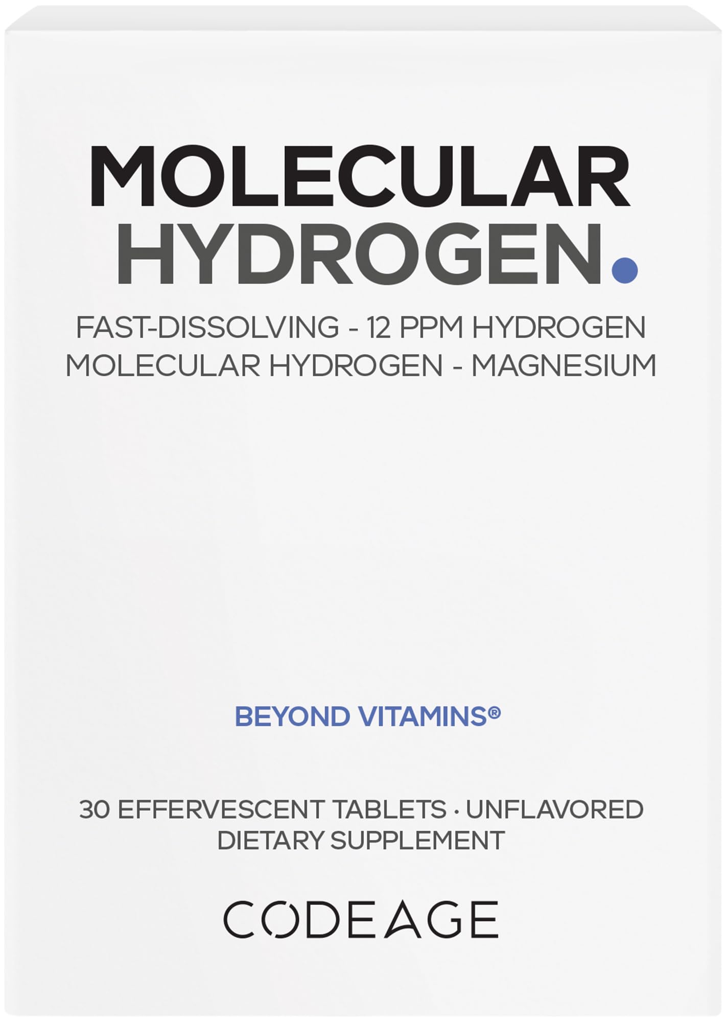 Codeage Molecular Hydrogen Supplement - Fast-Dissolving 12 PPM Hydrogen Water Tablets with Elemental Magnesium - Hydration Tablet Body Function - Unflavored, Vegan, Non-GMO, Gluten-Free - 30 Tablets CodeageAu supplements