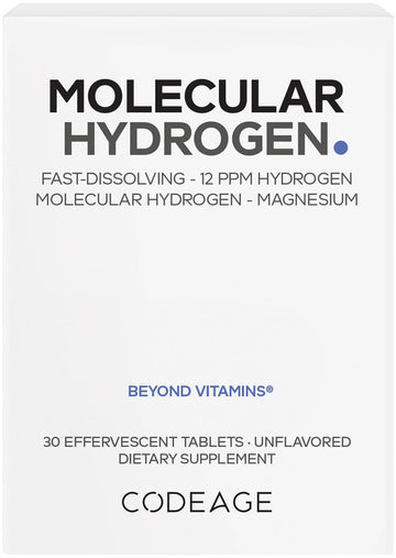 Codeage Molecular Hydrogen Supplement - Fast-Dissolving 12 PPM Hydrogen Water Tablets with Elemental Magnesium - Hydration Tablet Body Function - Unflavored, Vegan, Non-GMO, Gluten-Free - 30 Tablets CodeageAu supplements