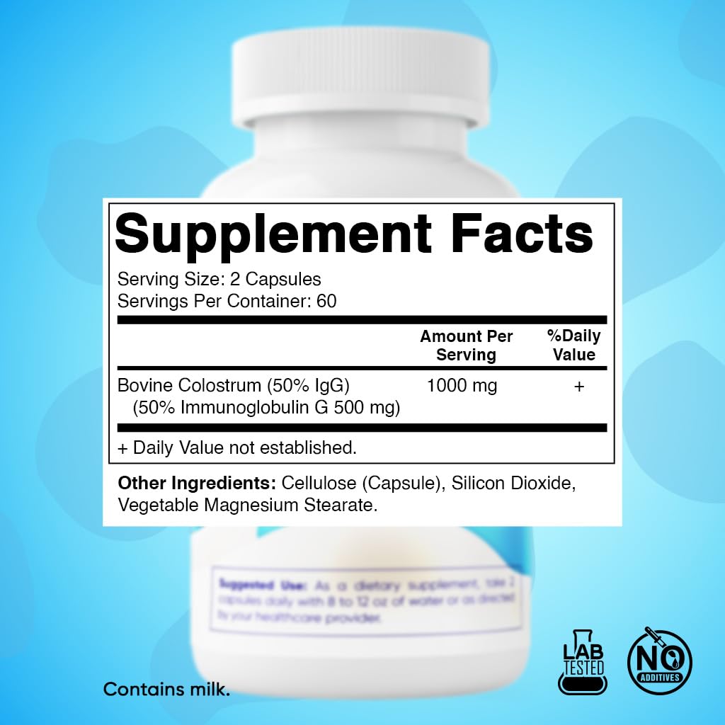 Vitamatic Bovine Colostrum Supplement 1000 mg per Serving - 50% Highest IgG - Supplement for Gut Health, Hair Growth, Beauty, Muscle Recovery, & Immune Support - 120 Capsules - 2 Pack VitamaticAu supplements