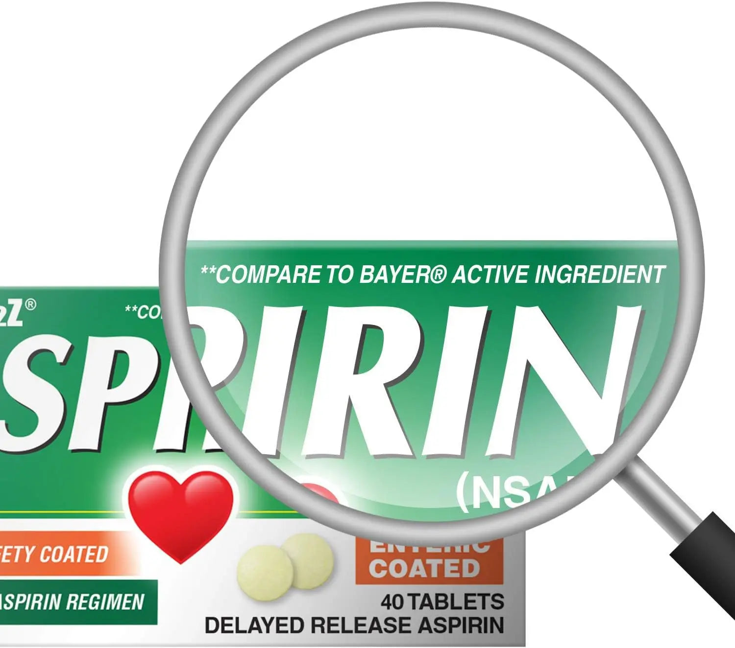 HealthA2Z Aspirin 81mg Low Strength | Enteric Coated | 24 Packs of 40 Counts (960 Tablets Total) | Value Package HealthA2ZAu supplements