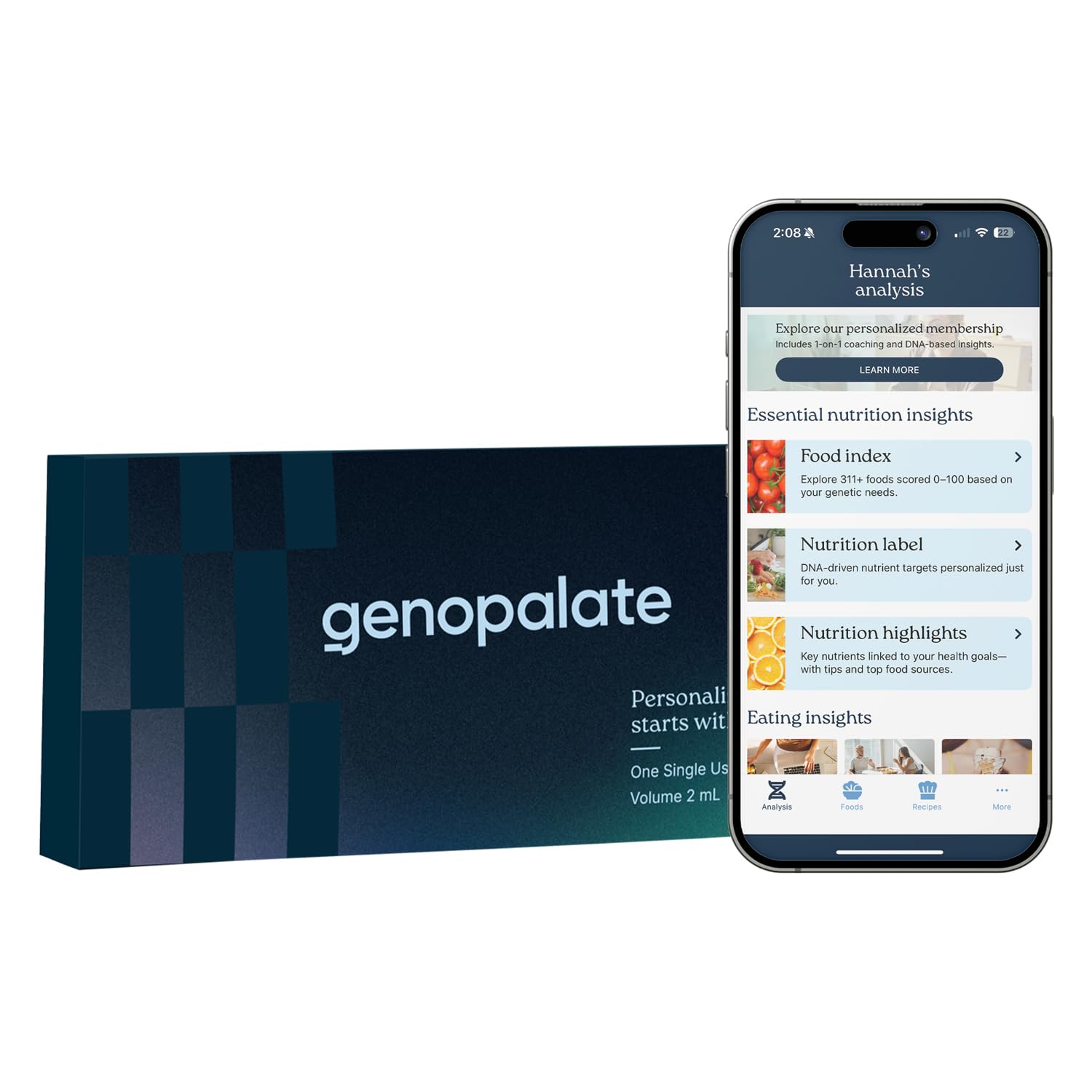 GenoPalate Nutrition DNA Test Kit | 100+ Optimal Foods & Tailored Diet | Genetic Health Report & Personalized Wellness | Macro & Micronutrient Recommendations | Stress & Eating Insights GenoPalateAu supplements