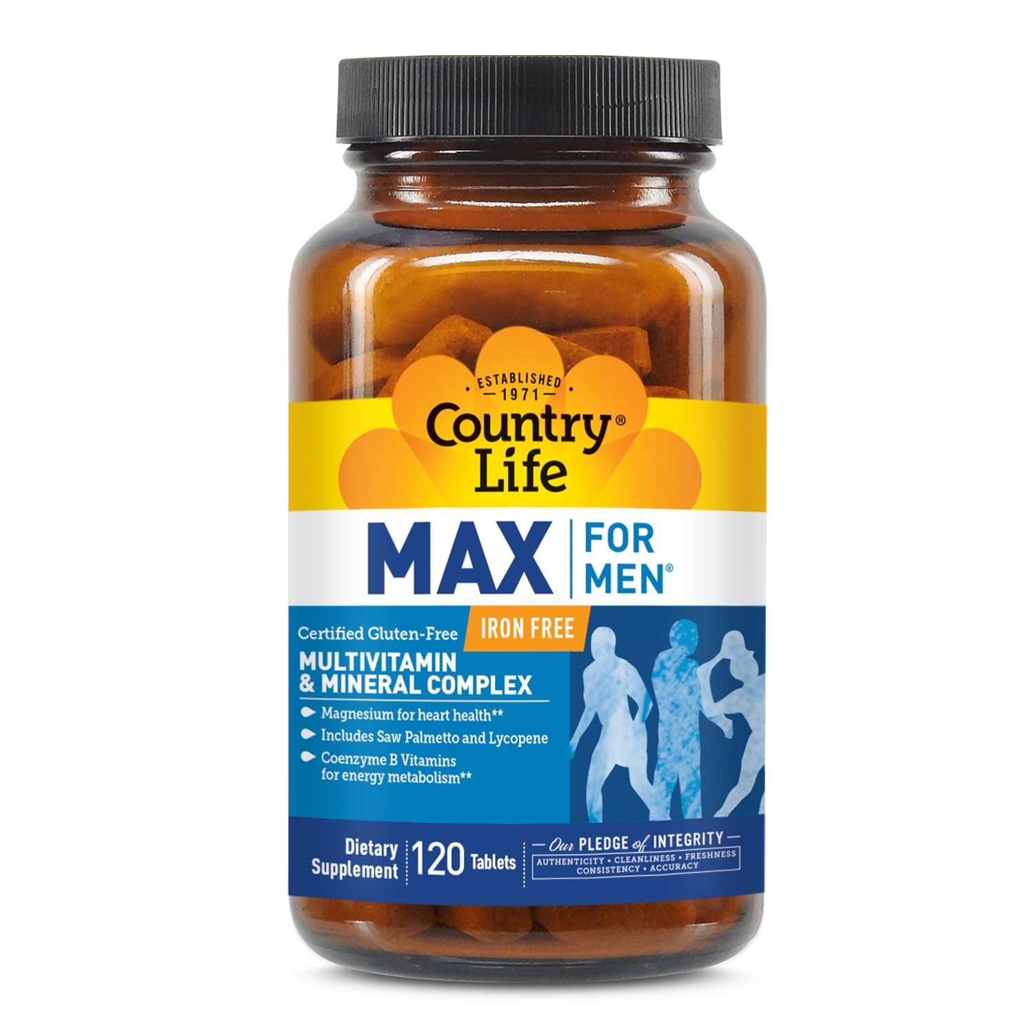 Country Life Max for Men Multivitamin: Iron-Free, Gluten Free, Saw Palmetto, Lycopene, Daily Support for Energy, Heart & Men's Health,120 Vegetarian Tablets Country LifeAu supplements
