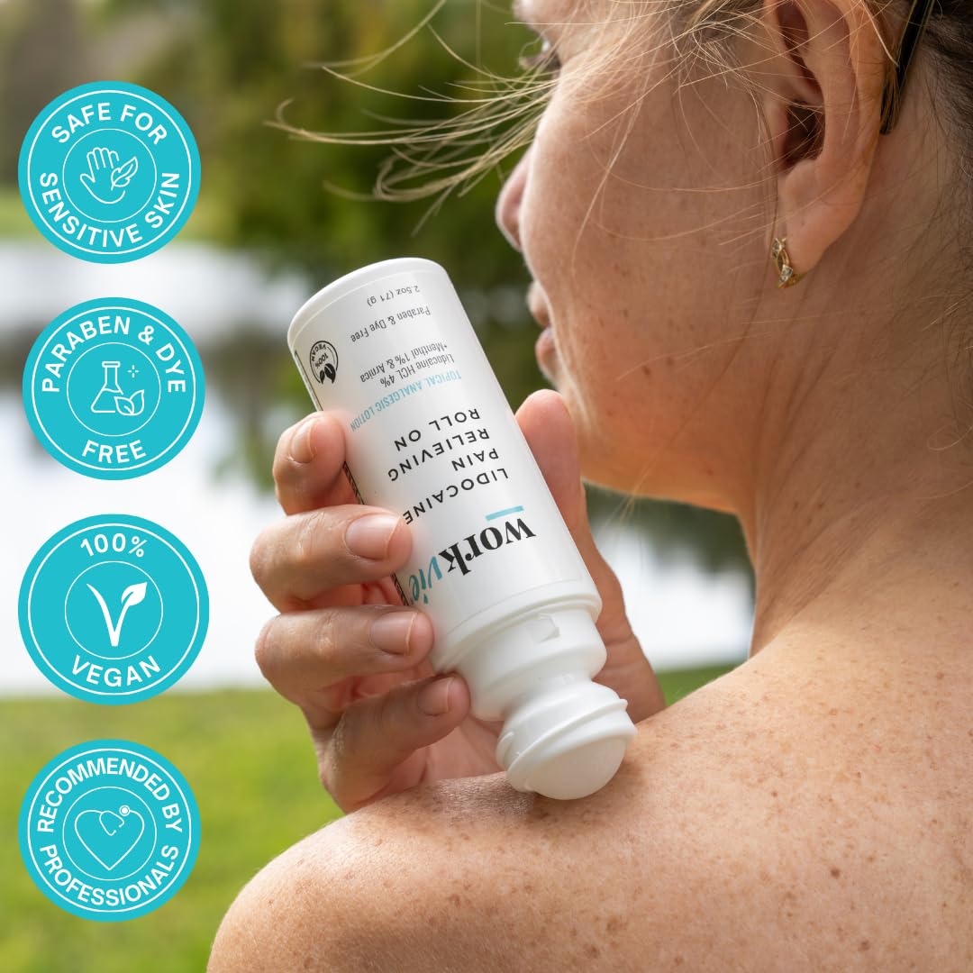 Workvie Lidocaine Roll On Pain Relief Cream 2pk Maximum Strength - Arnica, Menthol, Aloe Vera - Soothing Relief for Muscles and Joints - Sensitive Skin Friendly WorkvieAu supplements