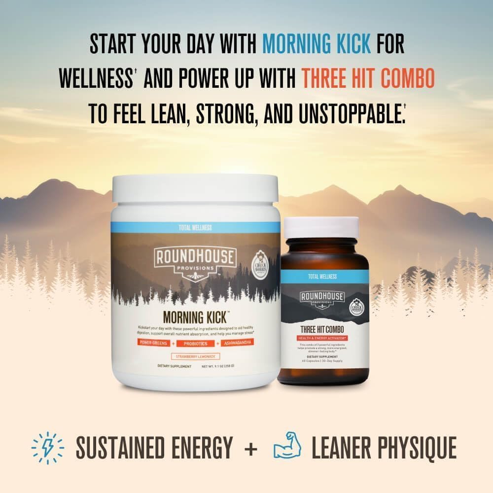 ROUNDHOUSE PROVISION Morning Kick, Greens Superfood Powder Supplement with Ashwagandha, Collagen & Probiotics - Sugar Free, Caffeine Free (3 Pack, Strawberry Lemonade Flavor) by Chuck Norris ROUNDHOUSE PROVISIONAu supplements