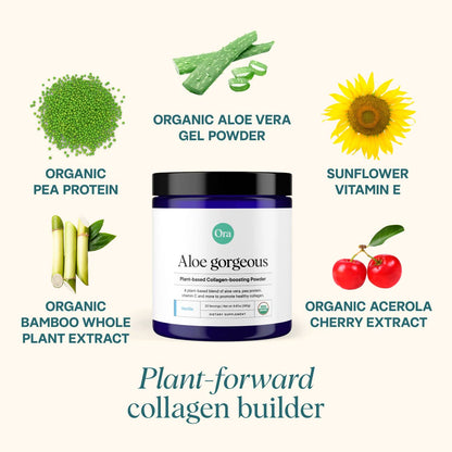 Ora Organic Vegan Collagen-Boosting Powder for Women and Men - Hair, Skin, & Nails Support - Bamboo Silica, Plant-Based Protein, Organic Vitamin C, Aloe Vera - Vanilla Flavor, 20 Servings Ora OrganicUS supplements