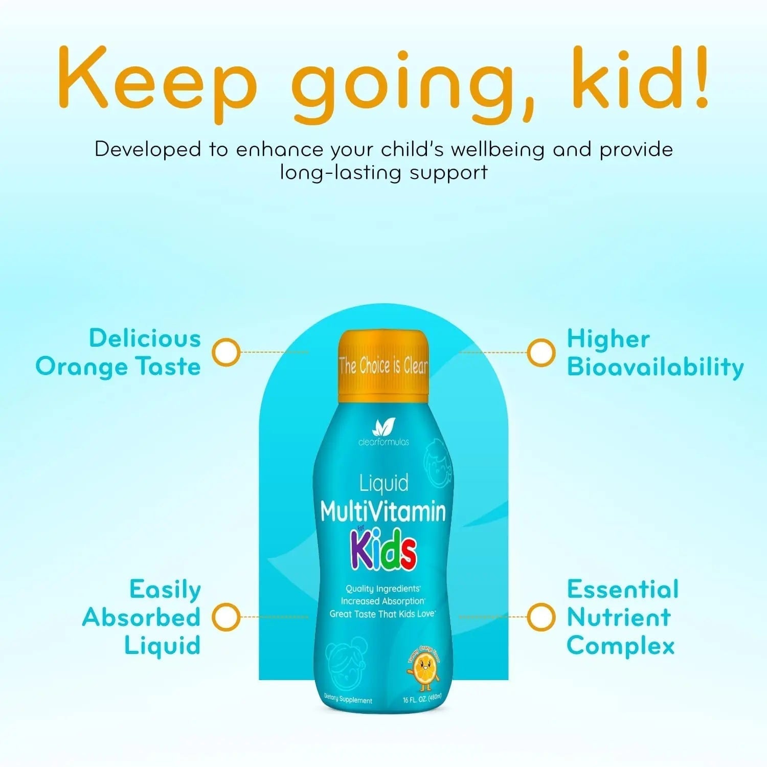 Sugar Free Liquid Multivitamin for Kids - High Absorption Kids Liquid Multivitamin with Vitamins A C D E & B Complex Plus Quercetin Immune Support Complex Clear FormulasAu supplements