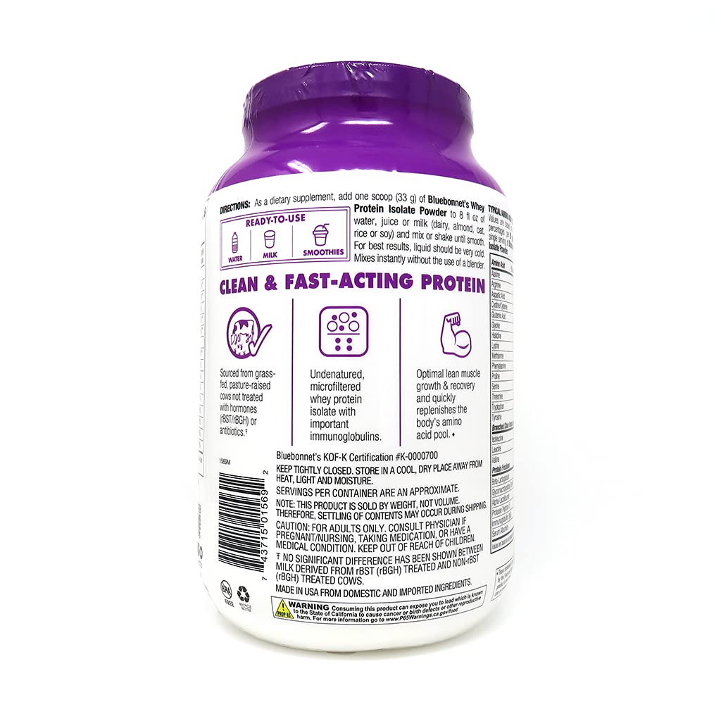 BlueBonnet 100% Natural Whey Protein Isolate Powder, Chocolate, 2 Pound BluebonnetUS supplements