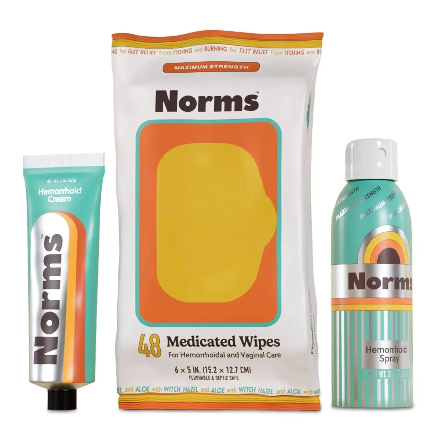 Norms The Full Hemorrhoid Treatment Bundle Medicated Wipes, Touch-Free Spray, and 5% Lidocaine Cream to Relieve Painful Itching, Burning & Swelling – Complete Hemorrhoid Care System NormsAu supplements