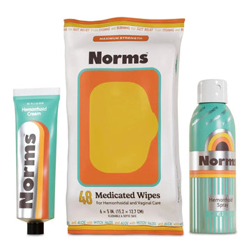Norms The Full Hemorrhoid Treatment Bundle Medicated Wipes, Touch-Free Spray, and 5% Lidocaine Cream to Relieve Painful Itching, Burning & Swelling – Complete Hemorrhoid Care System NormsAu supplements