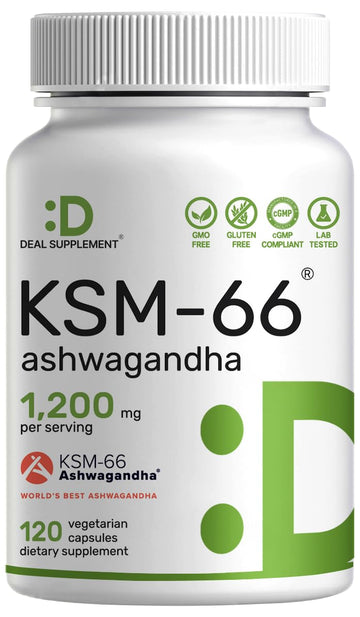 KSM 66 Ashwagandha 1,200mg with Black Pepper, 120 Veggie Capsules – Extra Strength Root Extract – High Absorption – Adaptogenic Supplements for Relaxation, Energy, & Brain Health – Non-GMO DEAL SUPPLEMENTAu supplements