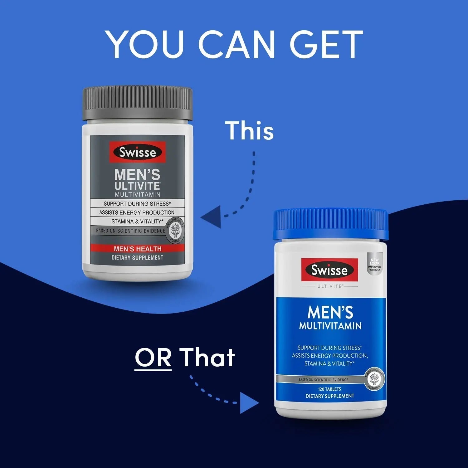 Swisse Ultivite Mens Daily Multivitamins | 50 Vitamins, Antioxidants and Minerals + Adaptogens | Energy, Stress & Immune Support | Mens Vitamins | 120 Tablets SwisseAu supplements