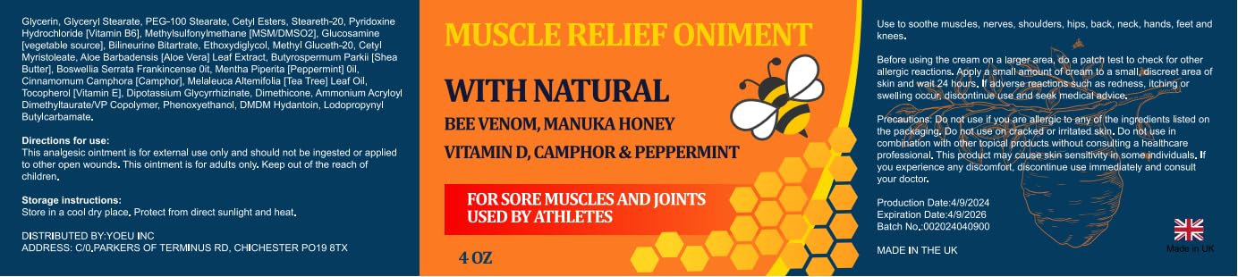 Beeswax and Honey Fast Acting Joint Muscle Bone Cream, Immediate Help for Back, Neck, Hand, Feet, Knee, Shoulder, Topical, Nerve, Plantar, Ankle, Foot Discomfort, Natural Added YOKOBBYESAu supplements
