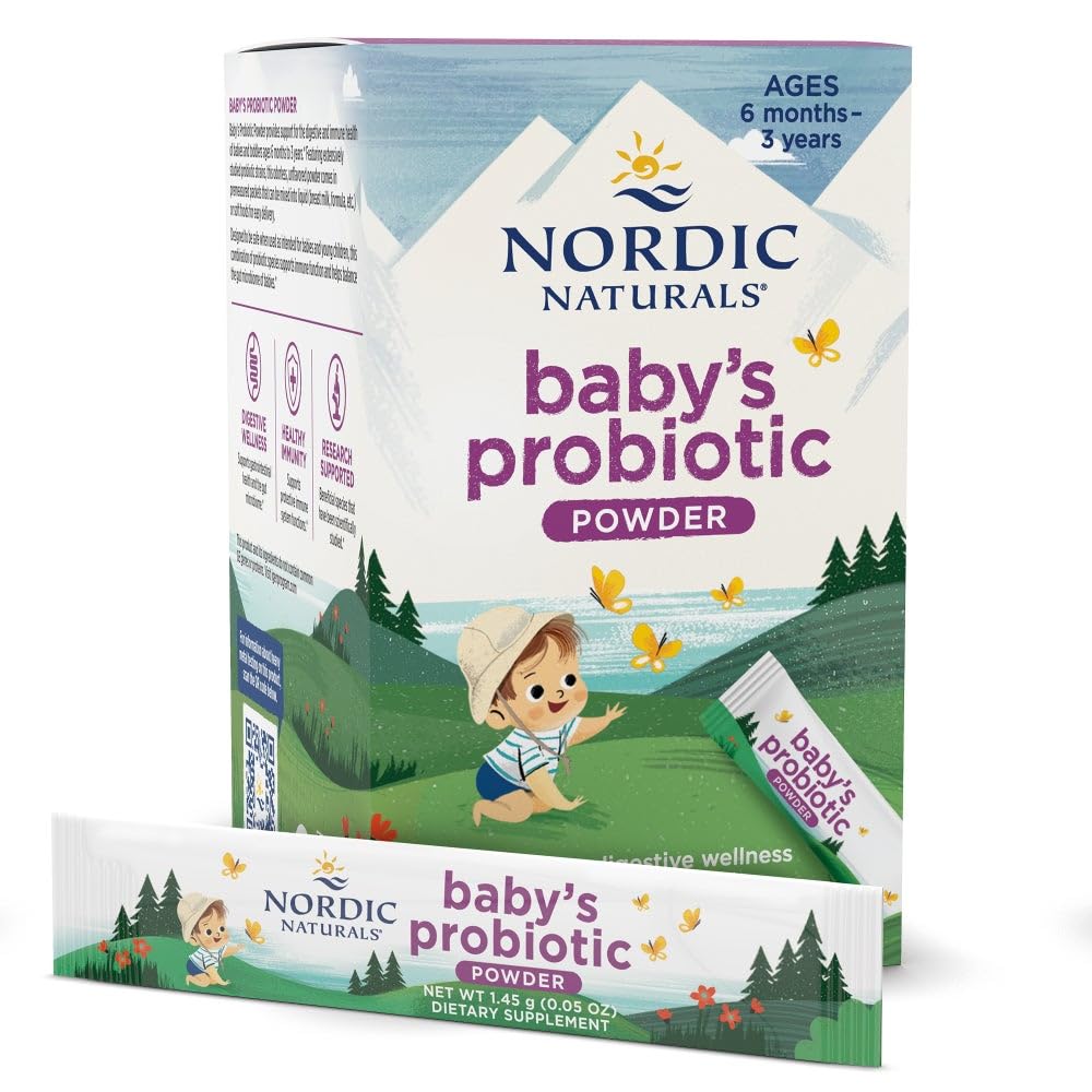 Nordic Naturals Baby’s Nordic Flora Probiotic Powder, Unflavored - 30 Packets - 4 Billion CFU - Digestive Health & Immune Support for Babies & Toddlers (6 Months to 3 Years) - 30 Servings Nordic NaturalsAu supplements