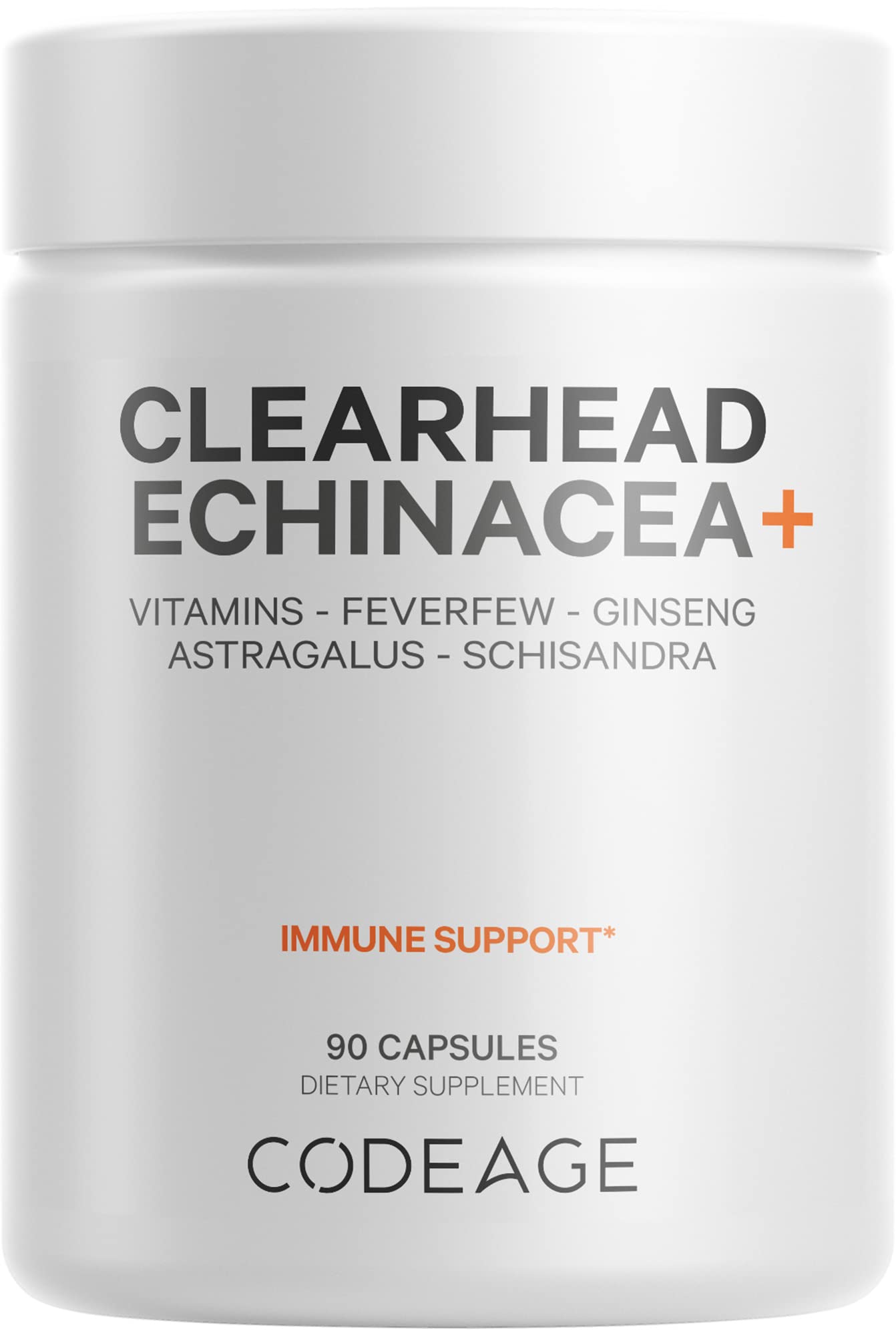 Codeage Clearhead Echinacea+ Supplement - Echinacea, Schisandra, Feverfew, Coptis, American Ginseng, Astragalus, Garlic, Probiotics, Vitamins C & D3, Zinc, Selenium - Clear Head Vitamin - 90 Capsules CodeageAu supplements