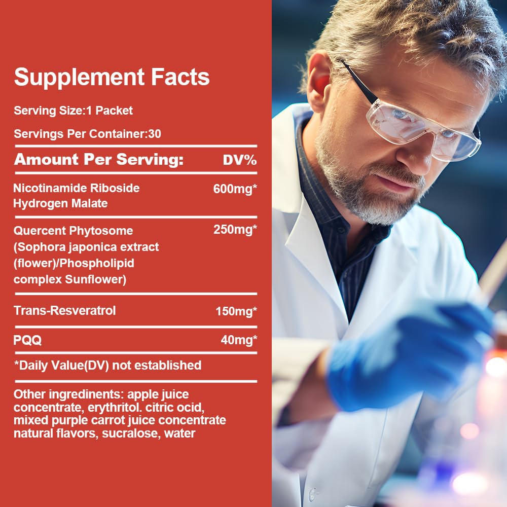 Royalee NAD Supplement 1200mg Synergistic Blend with Nicotinamide Riboside, PQQ & Resveratrol - Premium Anti-Aging Supplement for Cellular Energy, Mental Clarity and Longevity (30 Packets)1 RoyaleeAu supplements