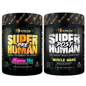 ALPHA LION Superhuman Pre Workout Powder & Post Workout Recovery Bundle, Sustained ALPHA LIONAu supplements