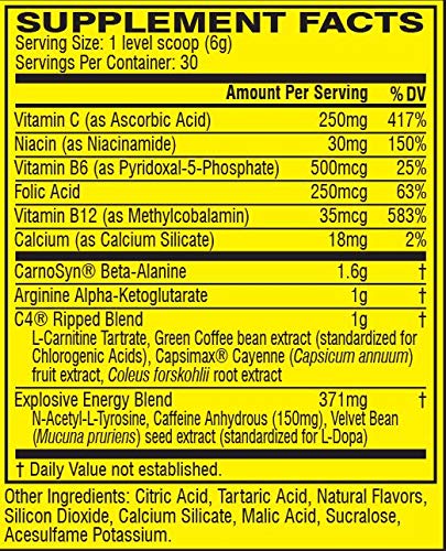 Cellucor C4 Ripped Pre Workout Powder + Fat Burner, Cherry Limeade, 30 Servings CellucorUS supplements