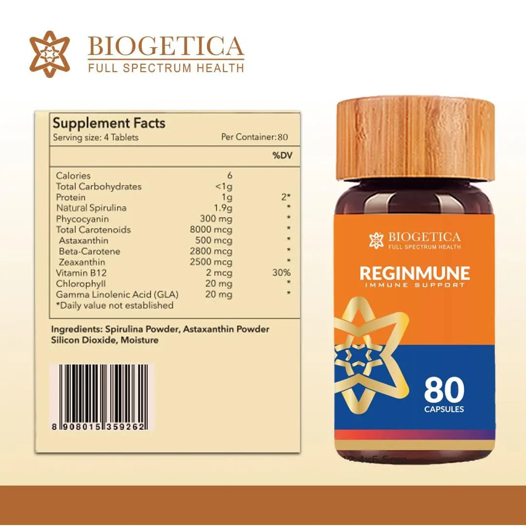 Biogetica Reginmune - Natural Immune Support Care Daily Boost Immune System Booster - 80 Capsules Biogeticanz supplements