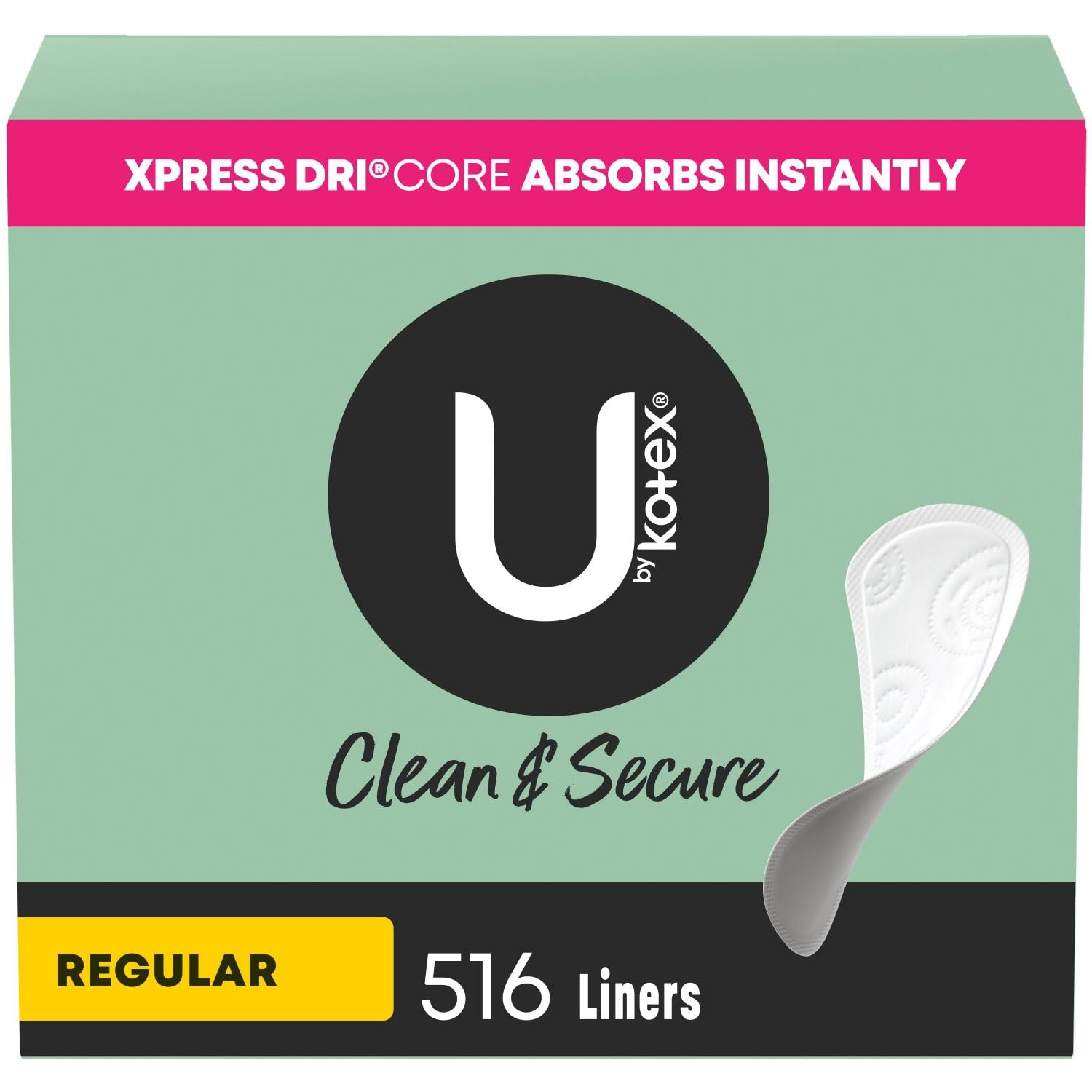 U by Kotex Clean & Secure Panty Liners, Light Absorbency, Regular Length, 516 Count U by KotexAu supplements