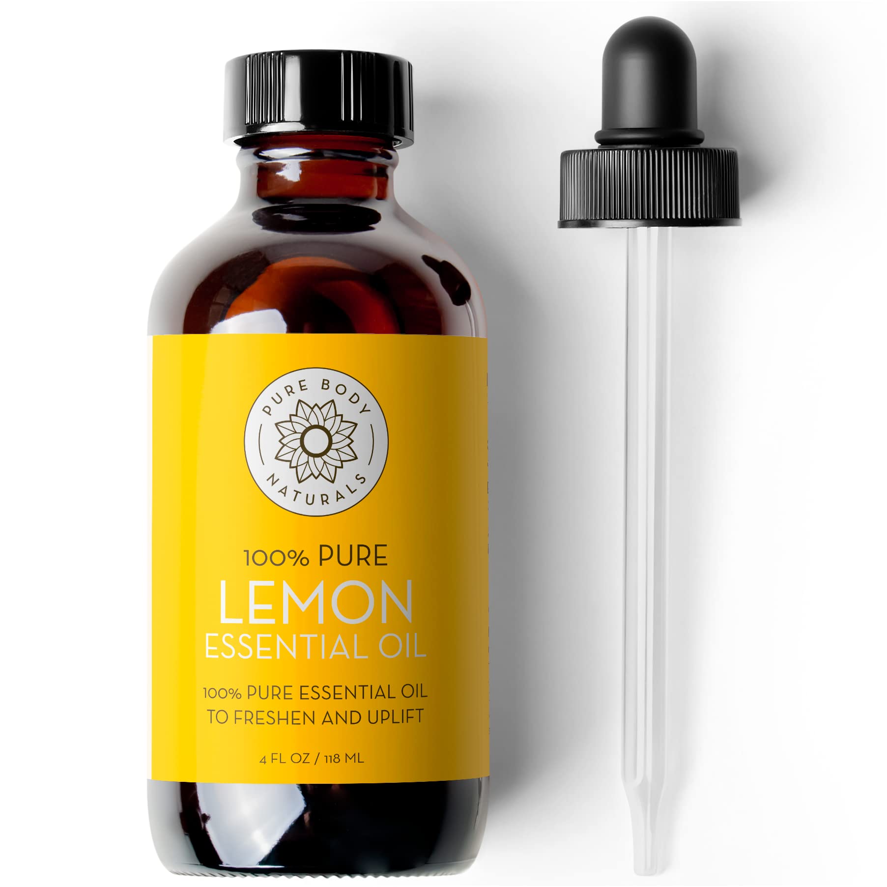 Lemon Essential Oil, 4 fl oz - 100% Pure & Undiluted Lemon Oil for Diffuser and DIY - Natural Deodorizer Pure Body NaturalsAu supplements
