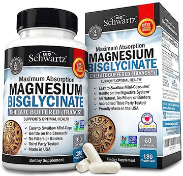 Magnesium Bisglycinate 100% Chelate No-Laxative Effect - Maximum Absorption BioSchwartzAu supplements