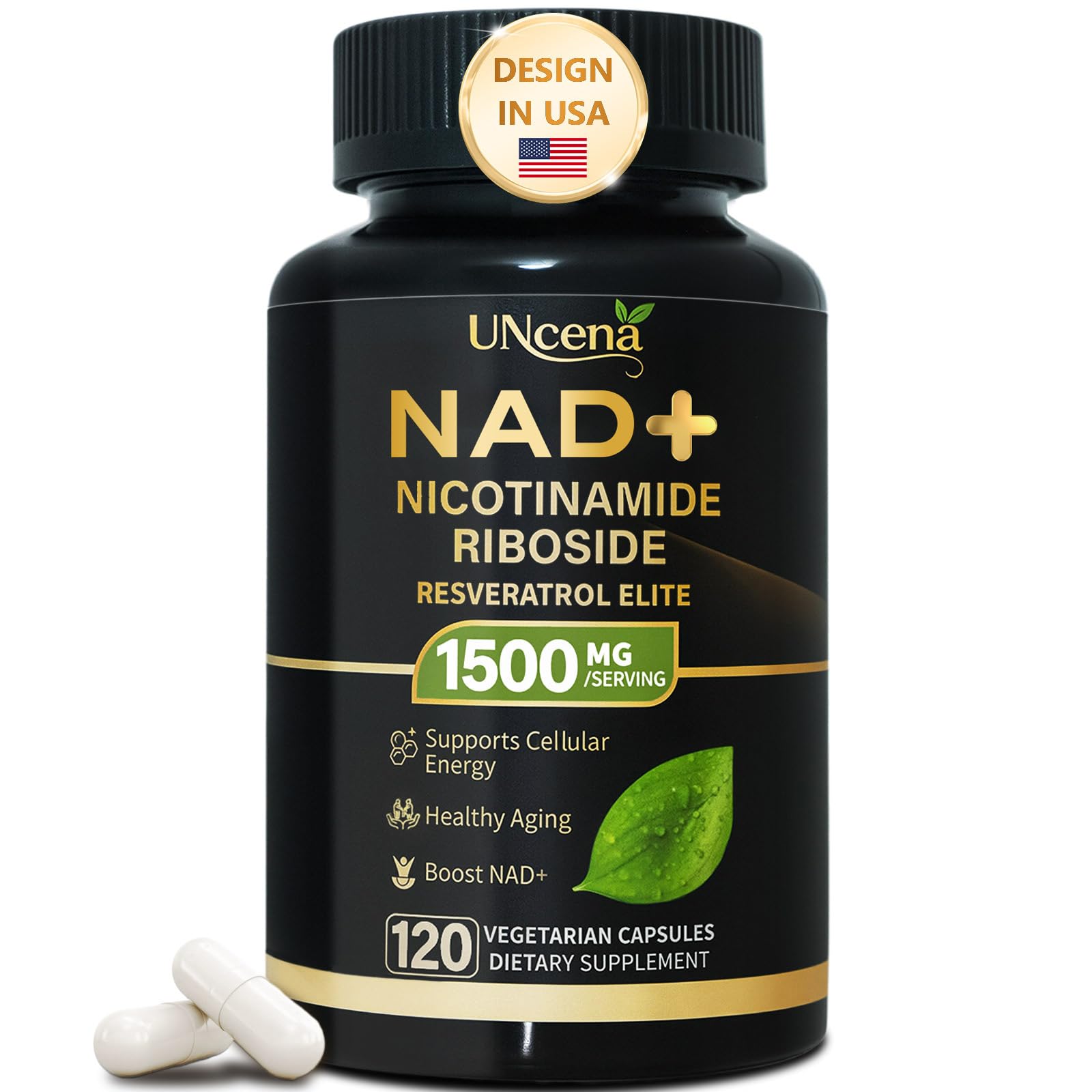 UNcena NAD Supplement 1500mg - Liposomal NAD+ Nicotinamide Riboside with Resveratrol, NAD Plus Boosting - Support Cellular Health, Stamina & Healthy Aging for Women & Men- 120 Capsules UNcenaAu supplements