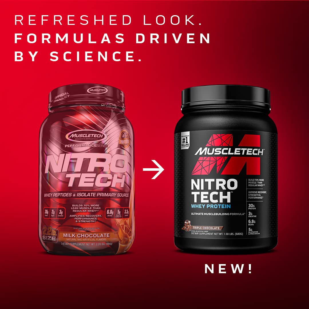 Whey Protein Powder MuscleTech Nitro-Tech Whey Protein Isolate & Peptides Protein MuscletechUS supplements
