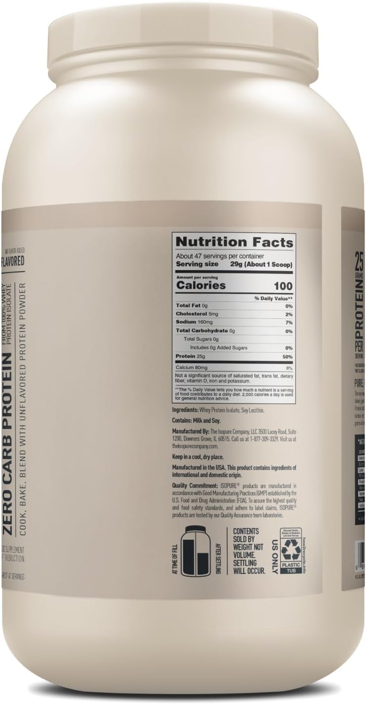 Isopure Unflavored Protein, 25g Whey Isolate, Zero Carb & Keto Friendly, 47 Servings IsopureUS supplements