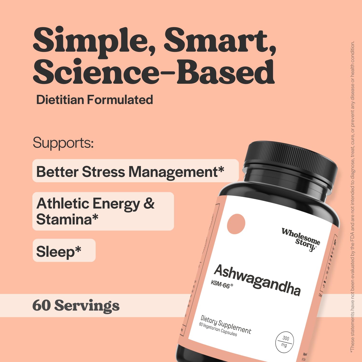 Vegan KSM 66 Ashwagandha Capsules| High Potency 5% Withanolides | Ashwagandha Root Extract Supplements | Ashwagandha 300mg | Stress Management & Well Being Support | 60 Ashwaganda Pills Wholesome StoryAu supplements