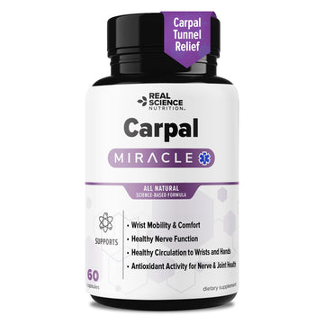 Real Science Carpal Miracle – All Natural Carpal Tunnel Relief & Wrist Support Supplement with Vitamins B6, B12, C, D, K + GABA – Hand & Nerve Comfort – Made in USA, 60 Caps Real Science NutritionAu supplements