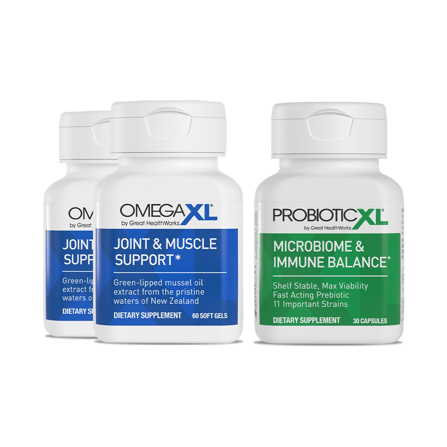 OmegaXL Powerful Joint and Muscle Support Supplement 60 Count (2 Pack) & Probiotic XL - PreforPro, DE111, Shelf Stable - Promote Healthy Gut Flora Growth (30 Veggie caps) OmegaXLAu supplements