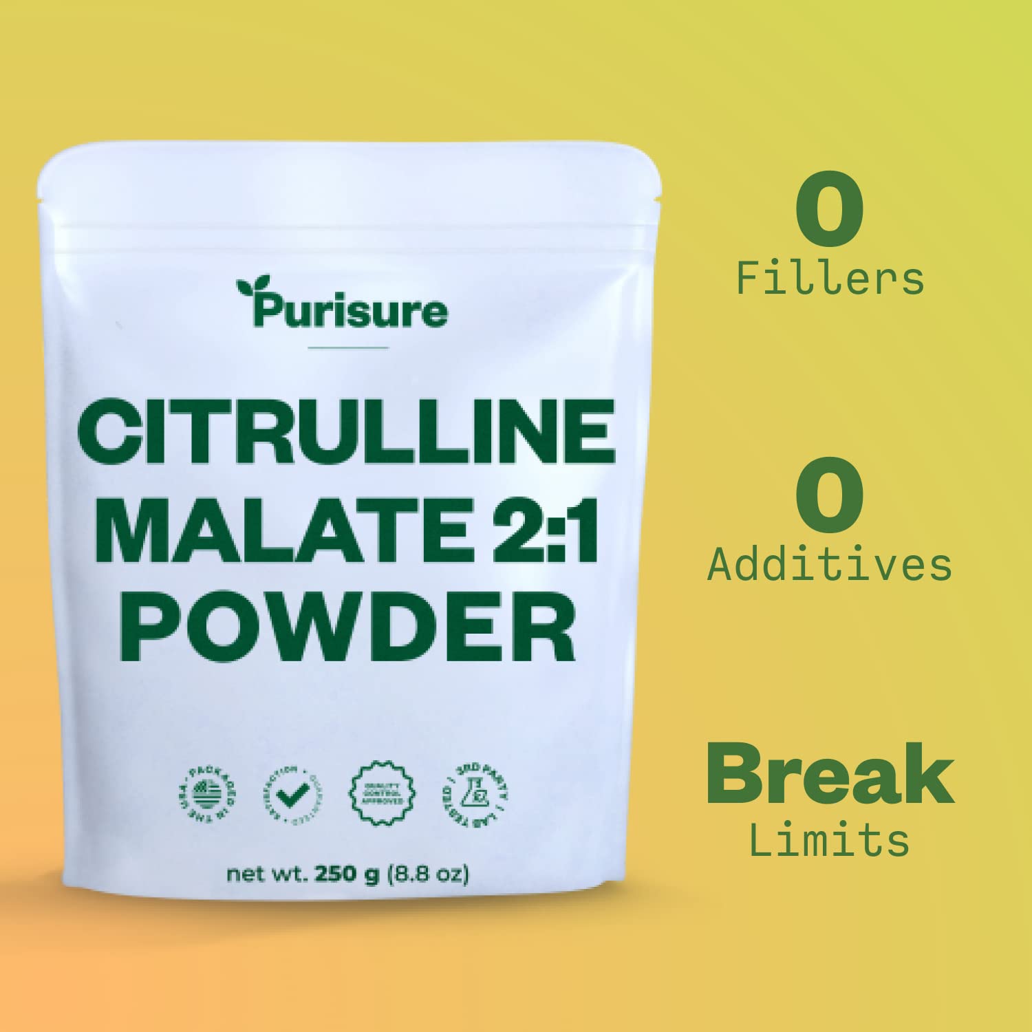 Purisure L-Ctrulline Powder 250g, Premium Citrulline 2:1 Malate Supplement for Strength PurisureAu supplements