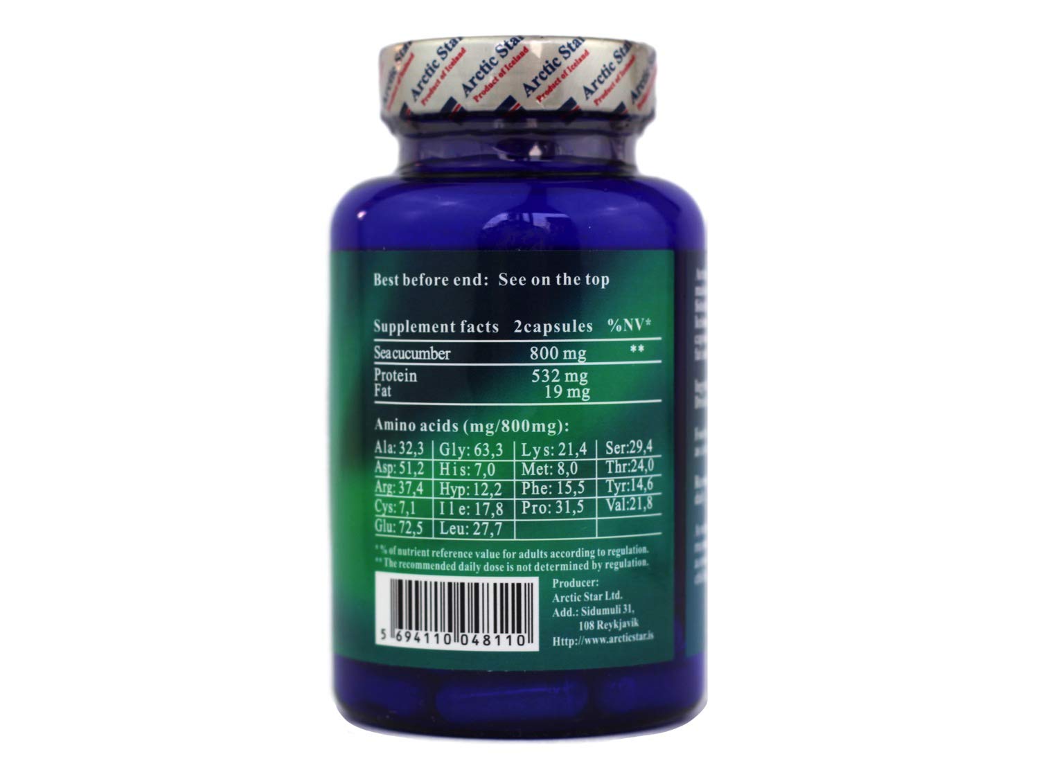 Arctic Star - Sea Cucumber Capsules - Natural Pure Iceland Atlantic Wild Caught Sea Cucumber Extract Supplement Pills - Joint Health t & Immune Health 400mg 80 Capsules/Bottle Arctic StarAu supplements