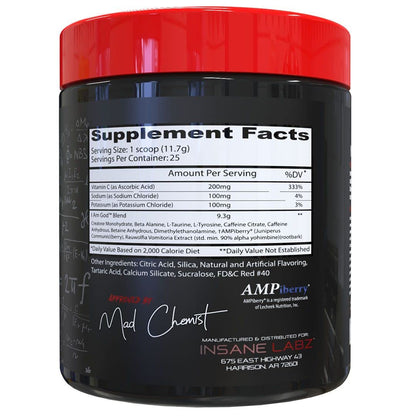 Insane Labz I am God Pre Workout, High Stim Pre Workout Powder Loaded with Creatine Insane LabzUS supplements