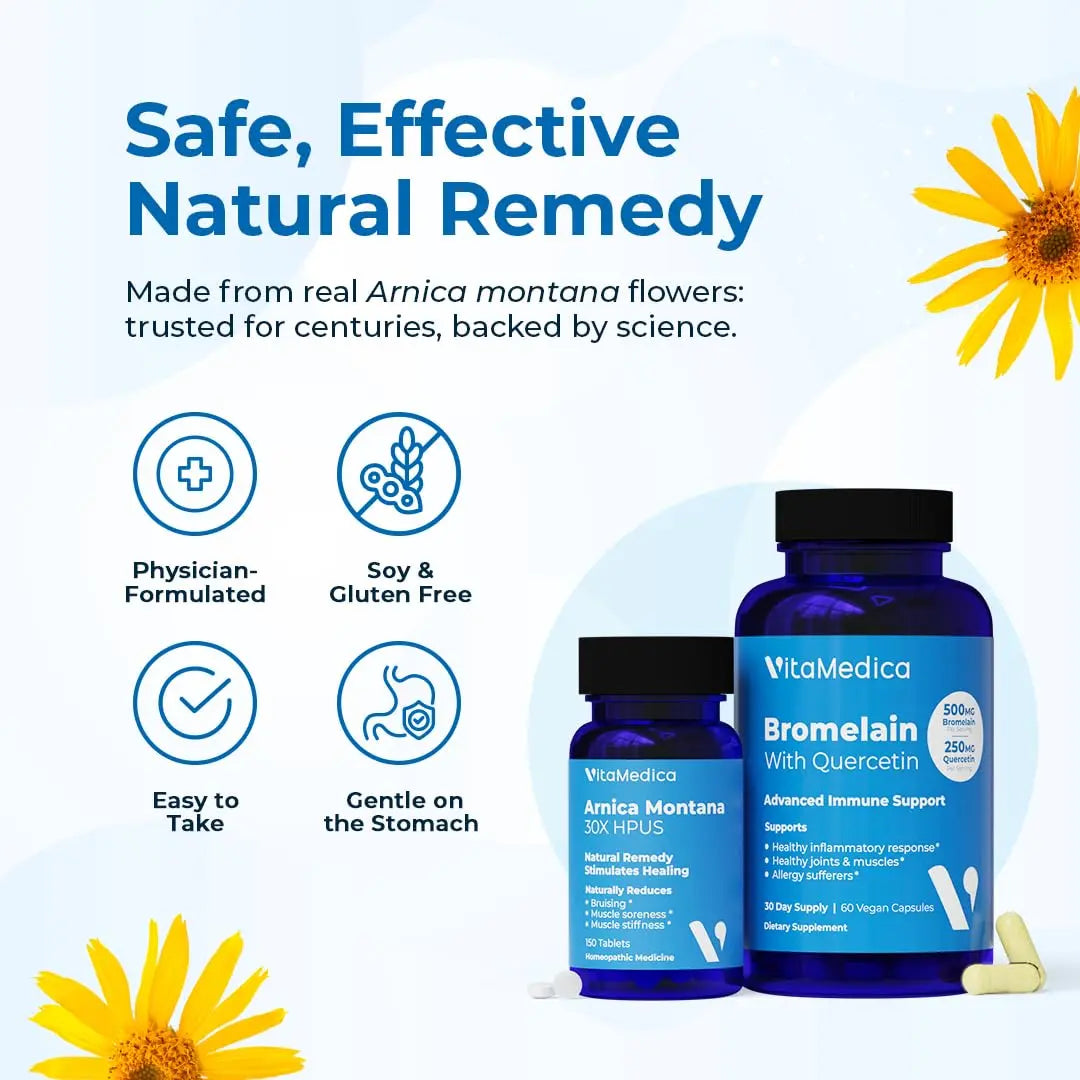 VitaMedica | Arnica Montana 30X and Bromelain with Quercetin Bundle | Arnica Montana | Bromelain | Quercetin | Recovery Bundle | Plant Based | Made in USA VitaMedicaAu supplements