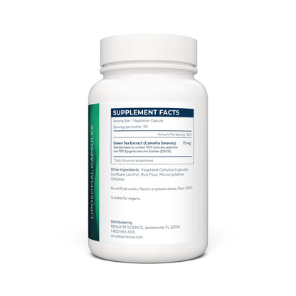 Renue By Science Green Tea Extract | High Strength Liposomal Supplement | 90 Capsules - 75mg Green Tea per Serving | Non-GMO | Made in The USA & Third-Party Tested Renue By ScienceUS supplements