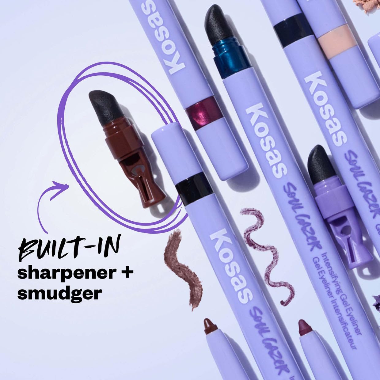 Kosas Soulgazer Gel Eyeliner (Enigma) - Waterproof, Smudge-Proof Pen with Hyaluronic Acid - Retractable Eyeliner Pencil with Sharpener & Smudger, Long-Lasting - Blackened Blue Satin KosasAu supplements