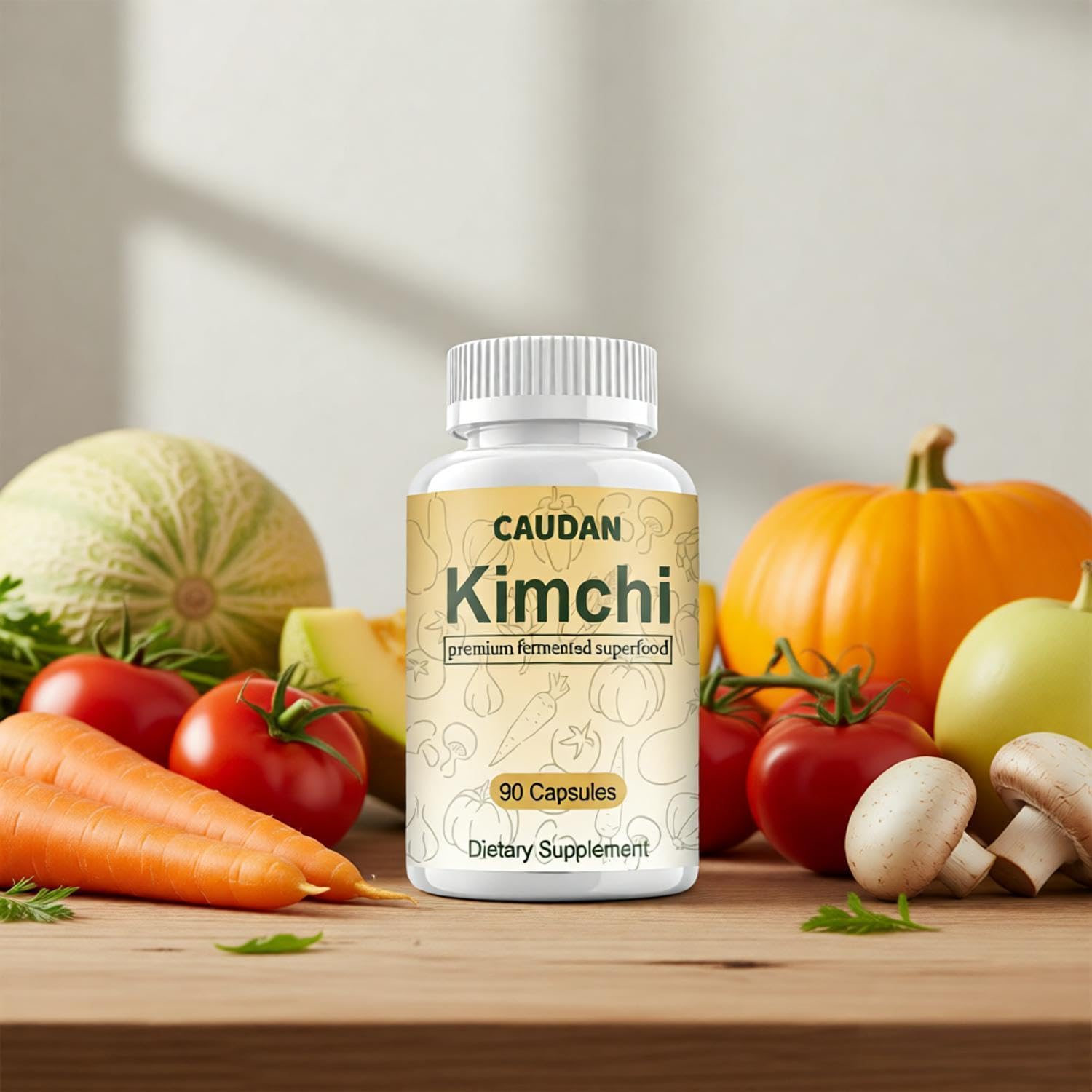 CAUDAN Kimchi Capsules, Kimchi Supplement, Probiotics & Enzymes Supports Gut & Digestive Health, Taste Well, Fermented Superfood for Antioxidant Support, 90 Vegan Capsules CAUDANAu supplements