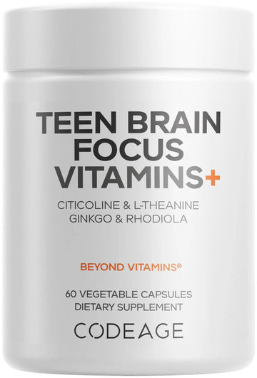Codeage Teen Brain Focus Vitamins+ Citicoline Cognizin, L-Theanine, Ginkgo, Rhodiola, Lavender, Magnesium, Vitamin B6, B12, Folate CodeageAu supplements