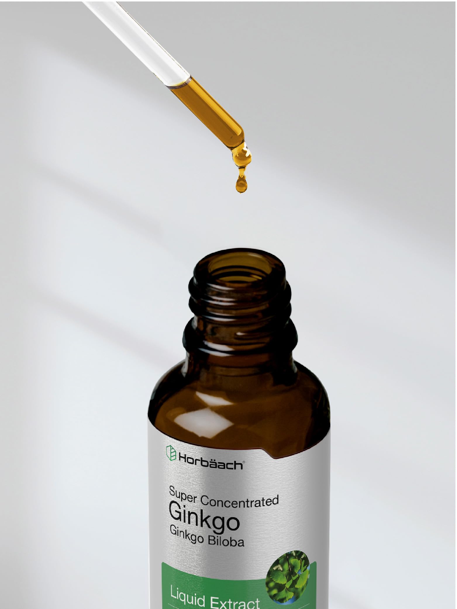 Ginkgo Biloba Extract Liquid 2 fl oz | Alcohol-Free Herb Supplement | Vegetarian HorbäachAu supplements