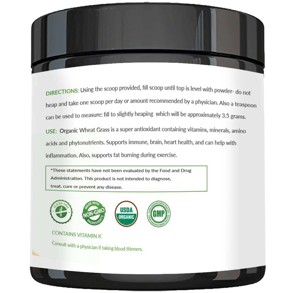 Wheatgrass Powder - USDA Certified Organic Wheat Grass Powder That Is Rich In Essential Amino Acids, Chlorophyll, Antioxidants, Fatty Acids, Minerals & Vitamins - US Grown - Vegan & Non-GMO Superfoods Nautical ElementsAu supplements