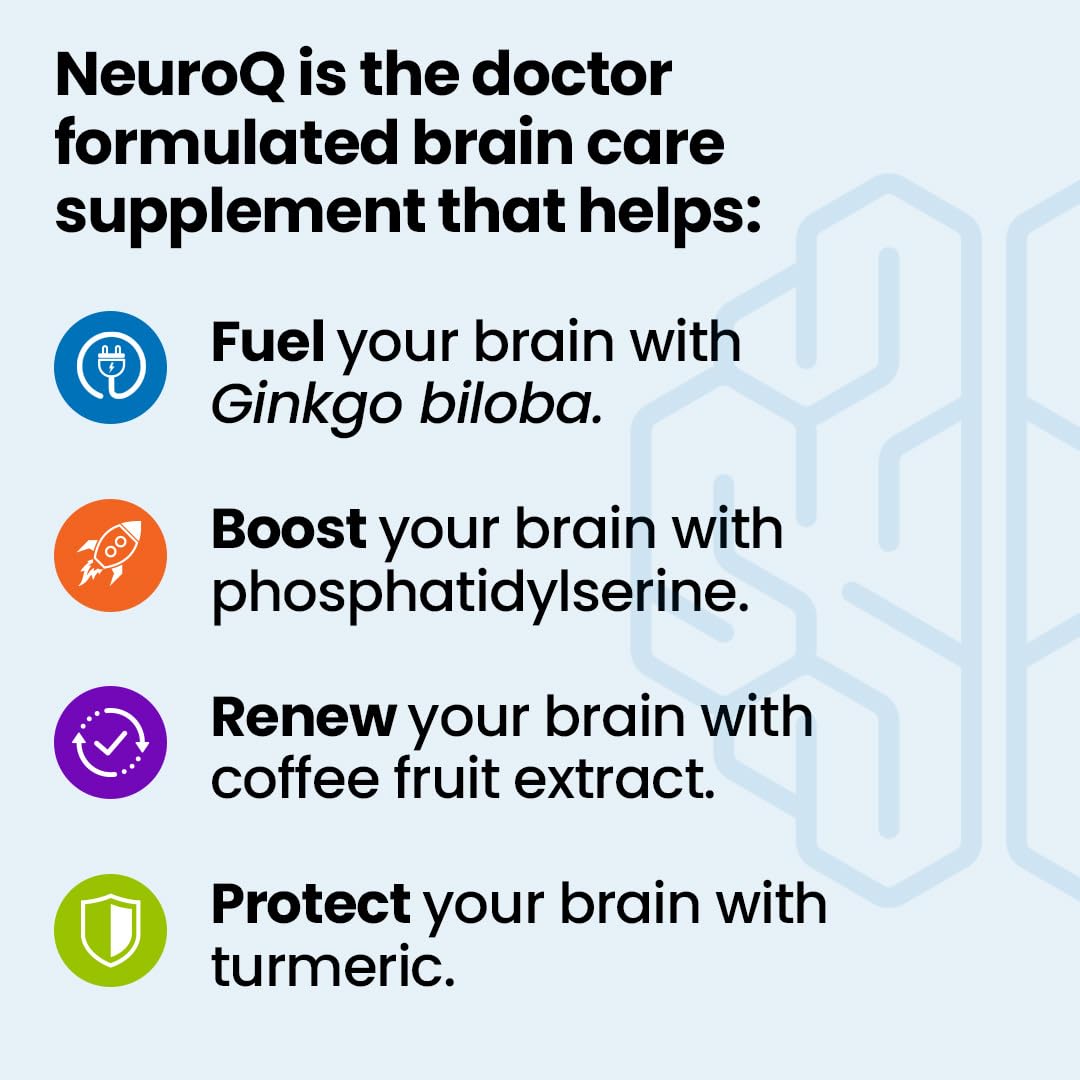 NeuroQ Memory & Focus - Boosts Cognitive Performance & Healthy Brain Function - Neuroprotective Formula by Dr. Dale Bredesen - Gotu Kola Ginkgo Phosphatidylserine Coffee Fruit & Propolis - 60 Capsules LifeSeasonsAu supplements