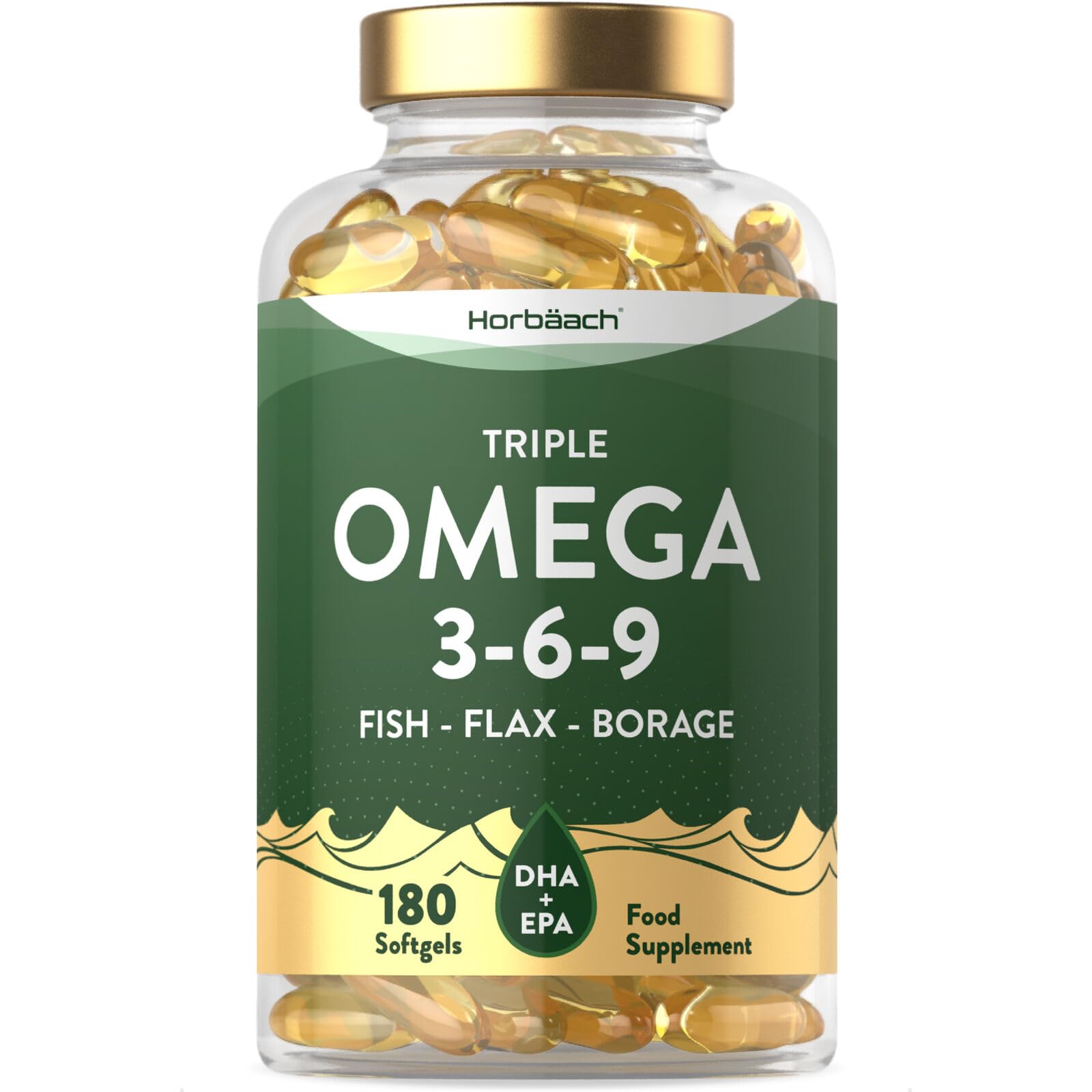 Triple Omega 3 6 9 Capsules | 180 Count | High Strength Supplement with DHA HorbäachUS supplements