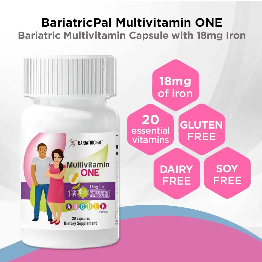 BariatricPal 30-Day Bariatric Vitamin Bundle Multivitamin ONE 1 per Day! Capsule with 18mg Iron Easy Swallow Calcium Citrate (600mg) BariatricPalAu supplements