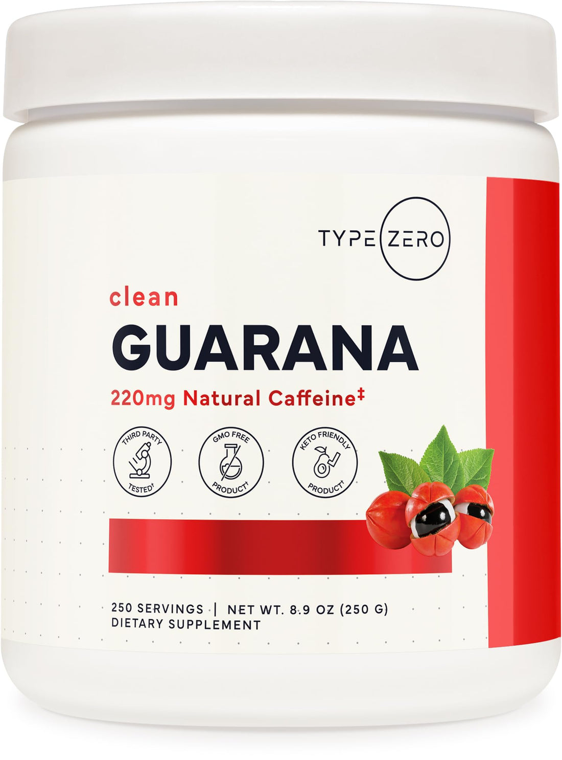 Type Zero Clean Guarana Powder Drink Mix (250 Servings, Unflavored) - 220 MG Caffeine Per Serving, Natural Caffeine, Non GMO, Gluten Free Type ZeroUS supplements