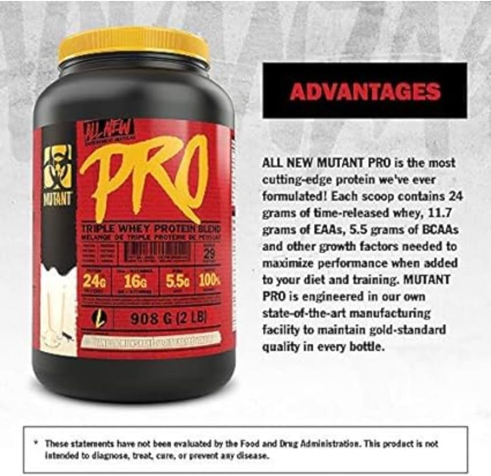 Mutant Pro – Triple Whey Protein Supplement – Time-Released for Enhanced Amino Acid Absorption MutantUS supplements