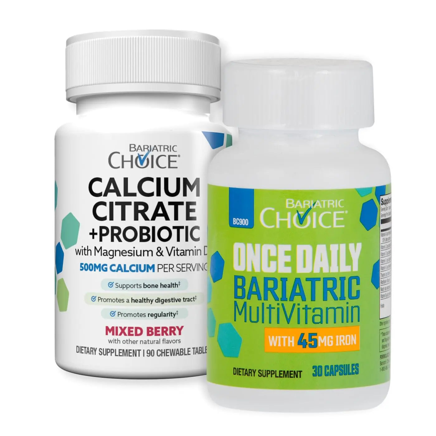 Bariatric Choice Multivitamin & Calcium Bundle (1-Month Supply) | 45mg Iron Multivitamin + 500mg Calcium Citrate with D3 & Probiotics | Bariatric ChoiceAu supplements